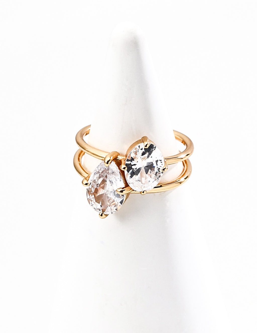 Double Gem Open Cuff Ring