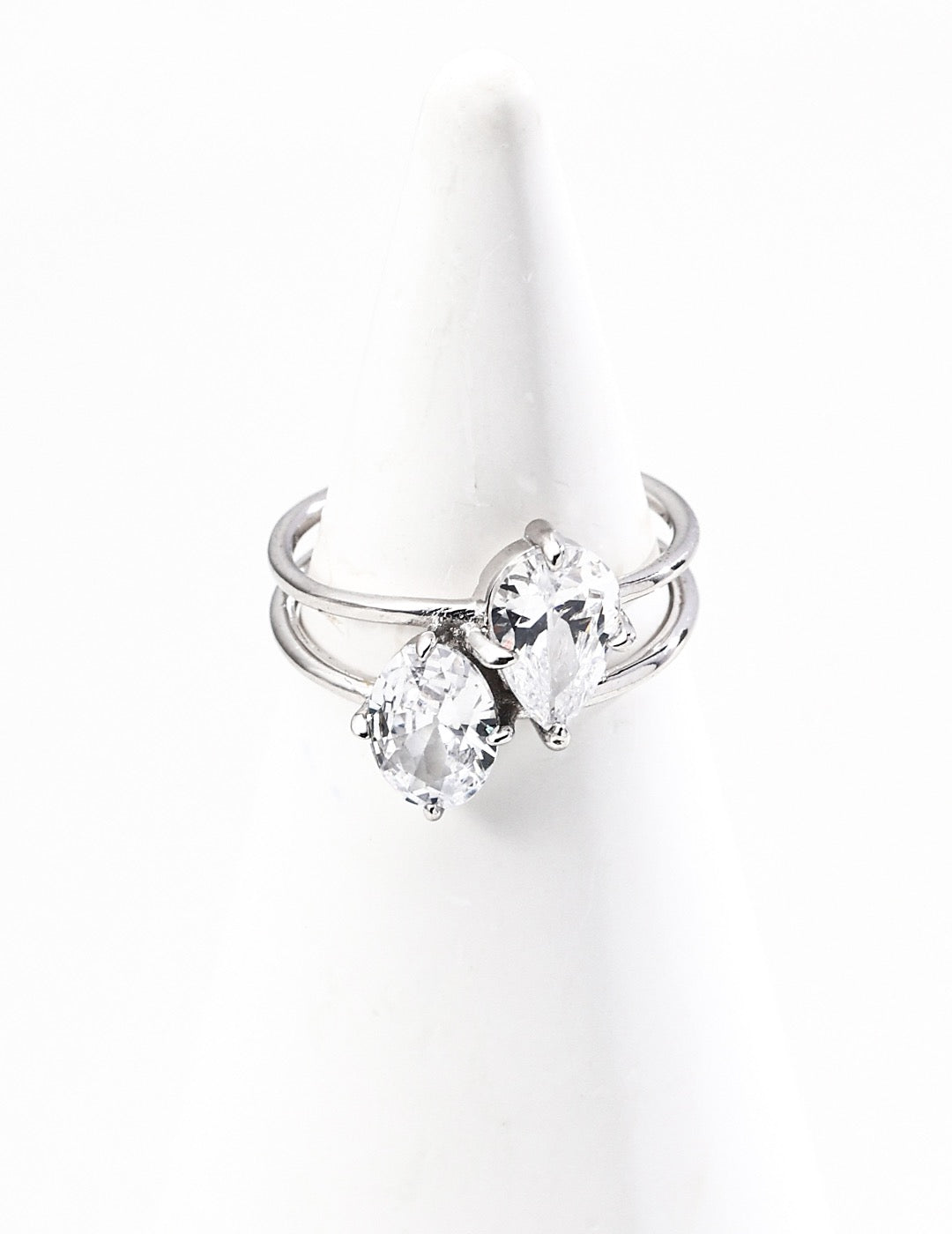 Double Gem Open Cuff Ring