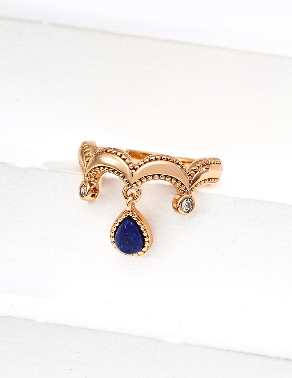 Lapis Lazuli Crown Charm Ring