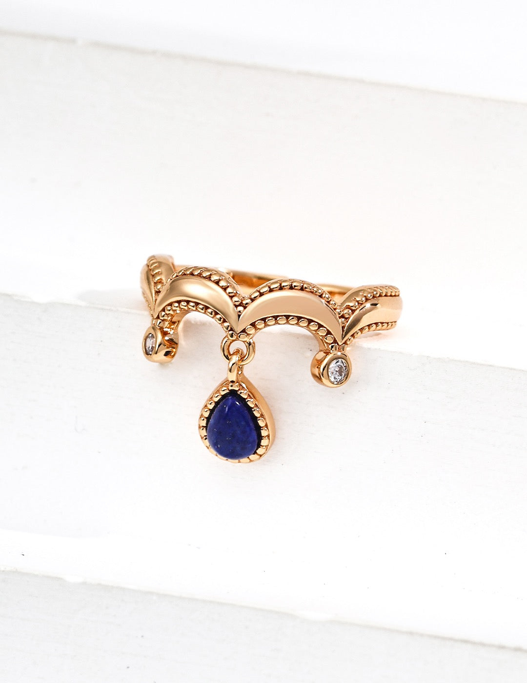 Lapis Lazuli Crown Charm Ring