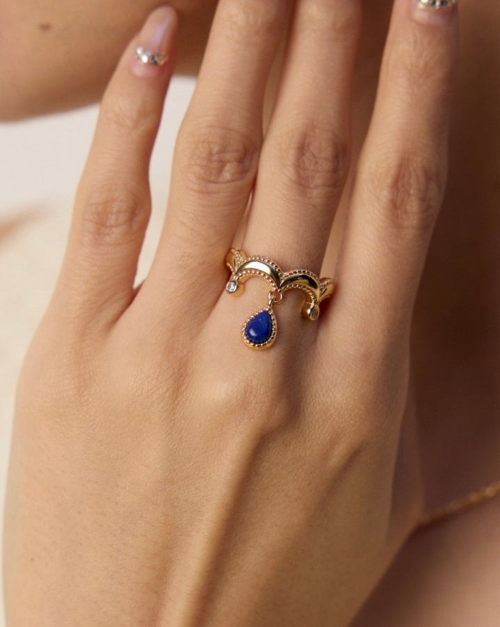 Lapis Lazuli Crown Charm Ring