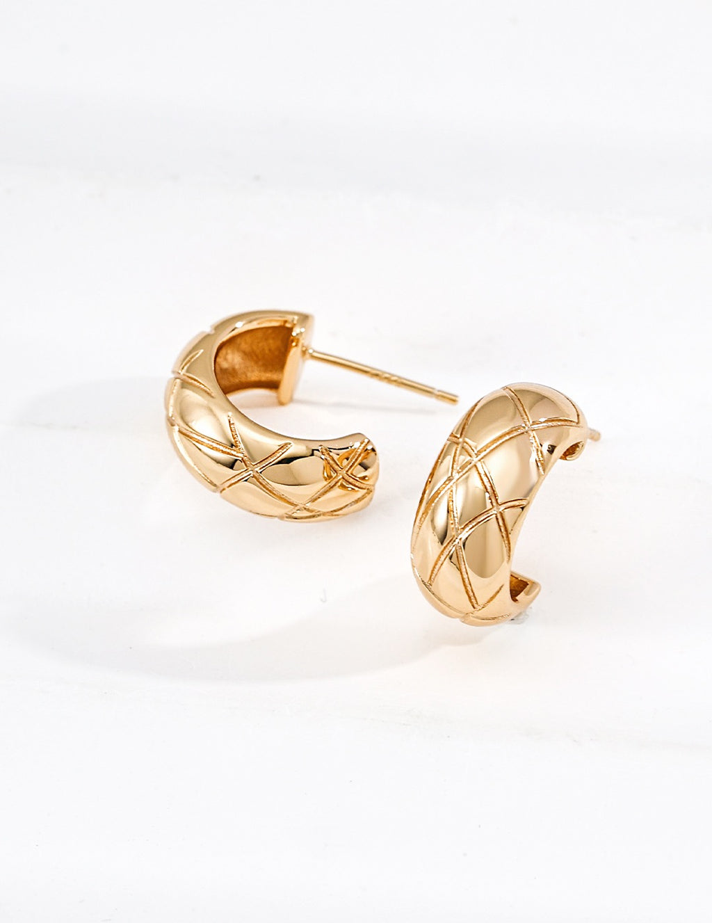 Quilted Crosshatch Mini Hoop Earrings