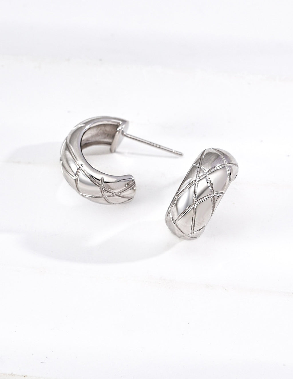 Quilted Crosshatch Mini Hoop Earrings