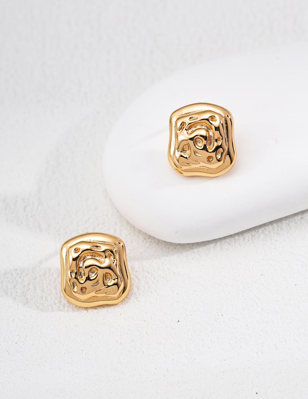 Molten Square Stud Earrings
