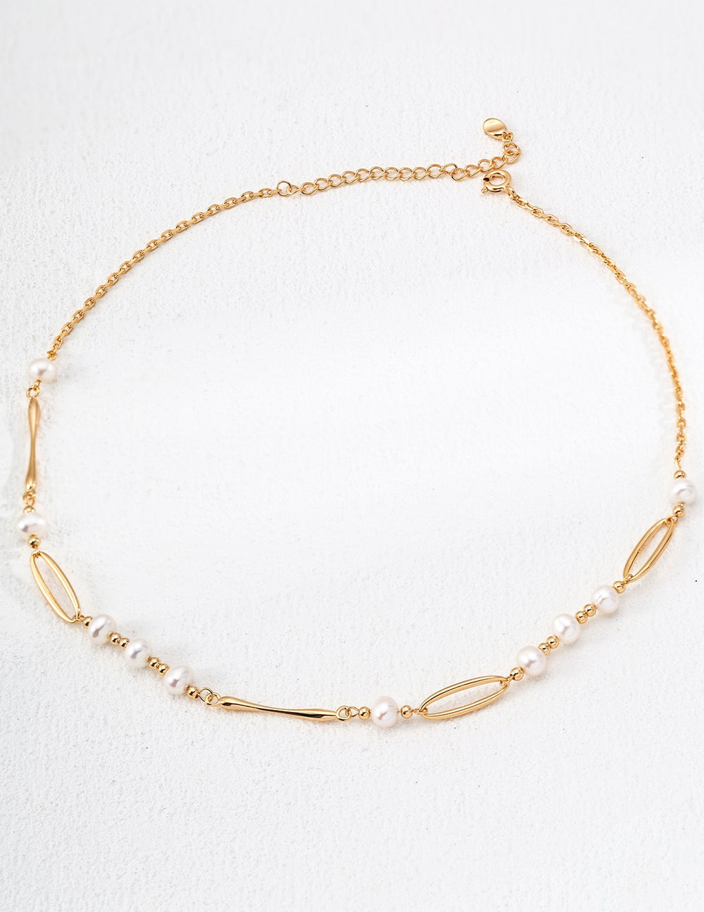 Pearl Geometric Station Necklace