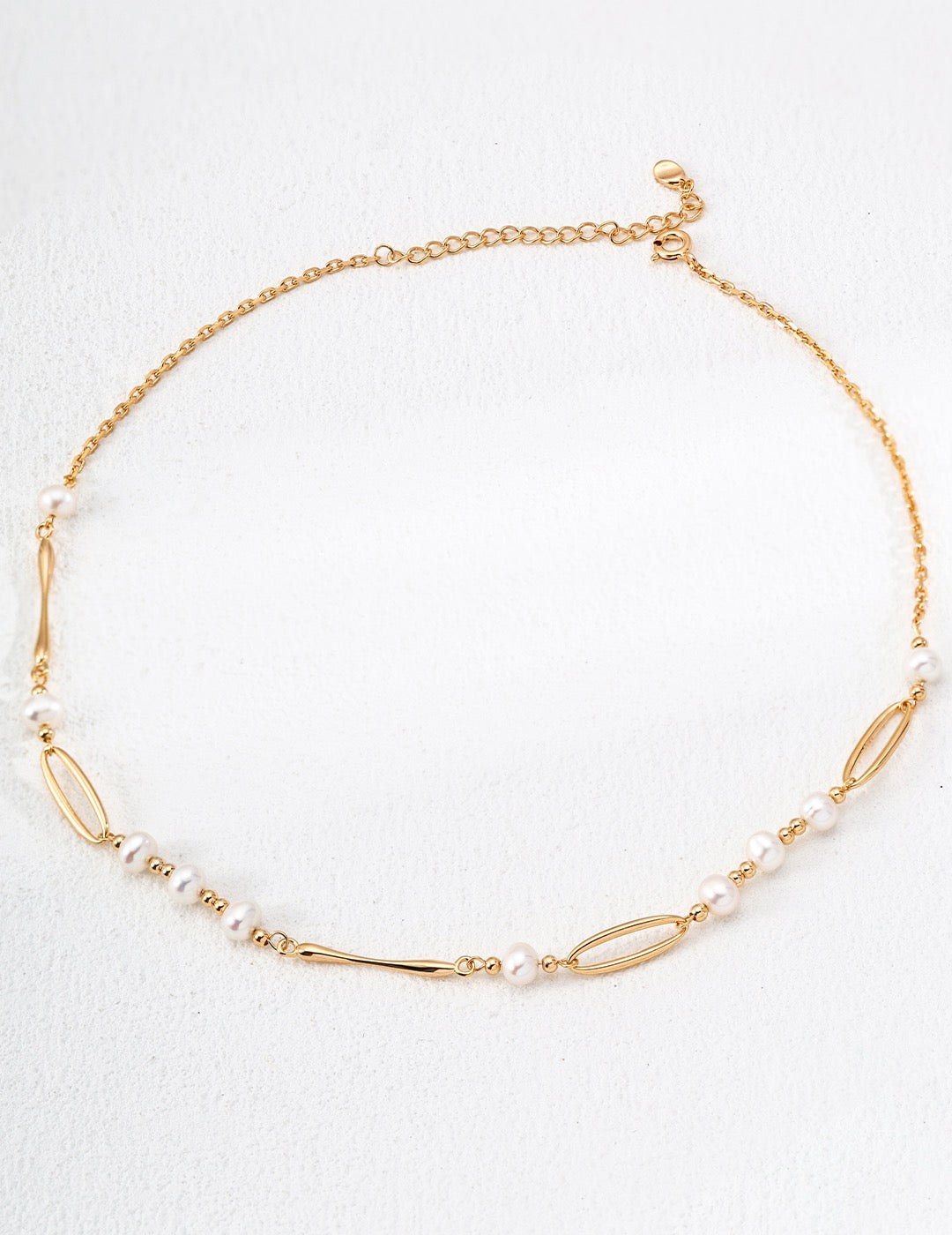 Pearl Geometric Station Necklace