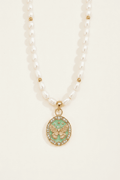 Butterfly Coin Pearl Beaded Necklace