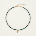 Malachite Sun Moon Charm Beaded Necklace
