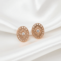 Oval Filigree CZ Stud Earrings