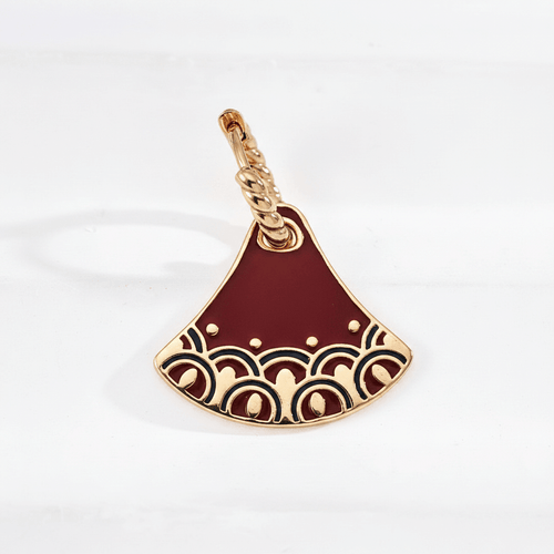 Burgundy Enamel Fan Drop Earrings