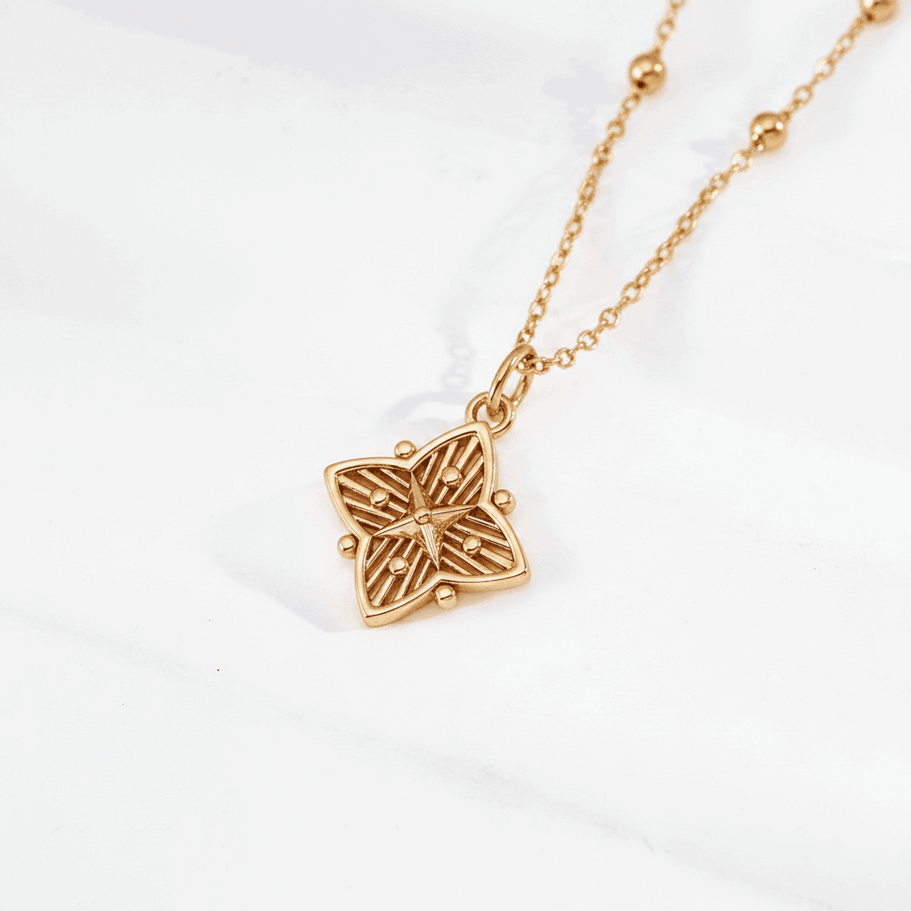 Celestial Star Compass Pendant Necklace