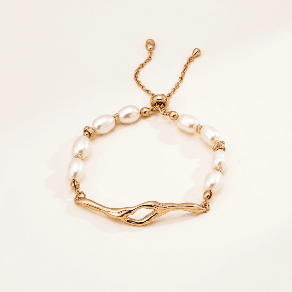 Baroque Pearl Onde Dorée Adjustable Bracelet