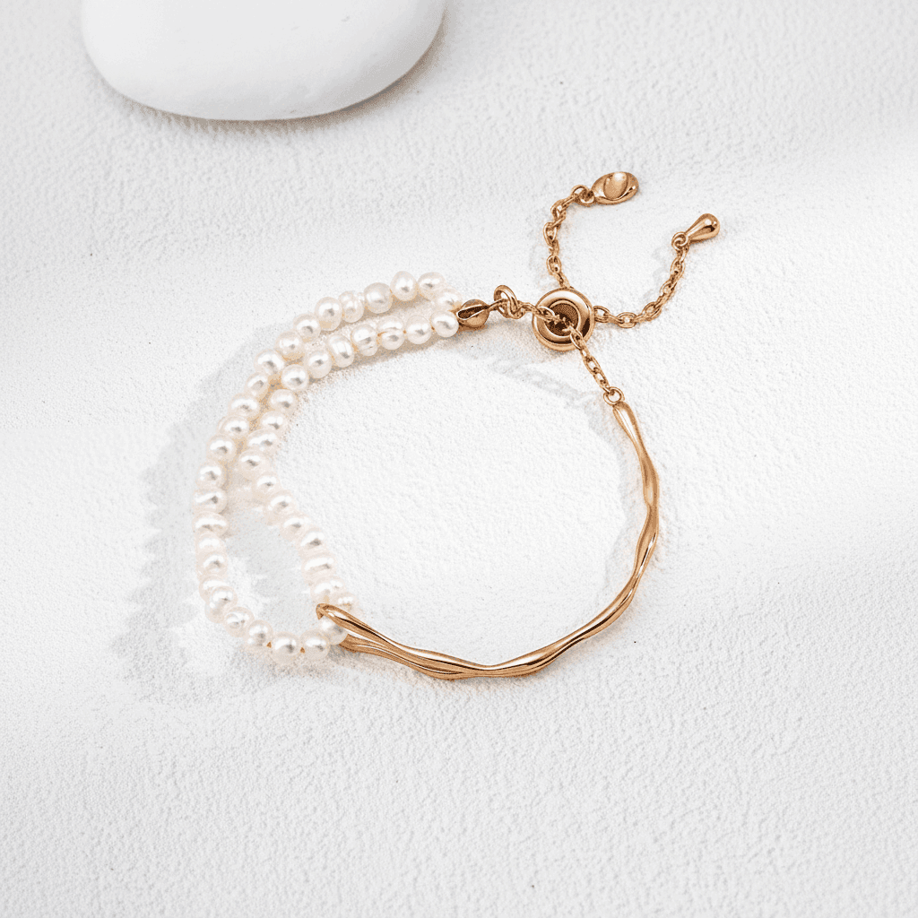 Ondine Pearl & Sculpted Bar Bracelet