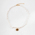 Amber Eye Pearl Strand Necklace