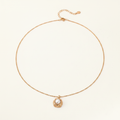Hammered Cushion Pearl Pendant Necklace – 18K Gold on cream white background