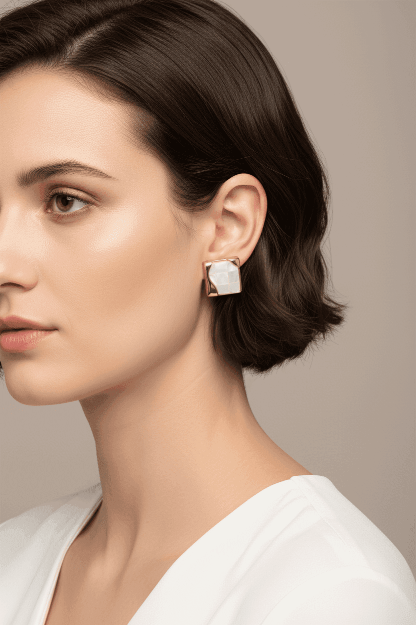 Shell Square Stud Earrings