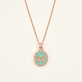 Turquoise Butterfly Coin CZ Pendant Necklace on cream white background
