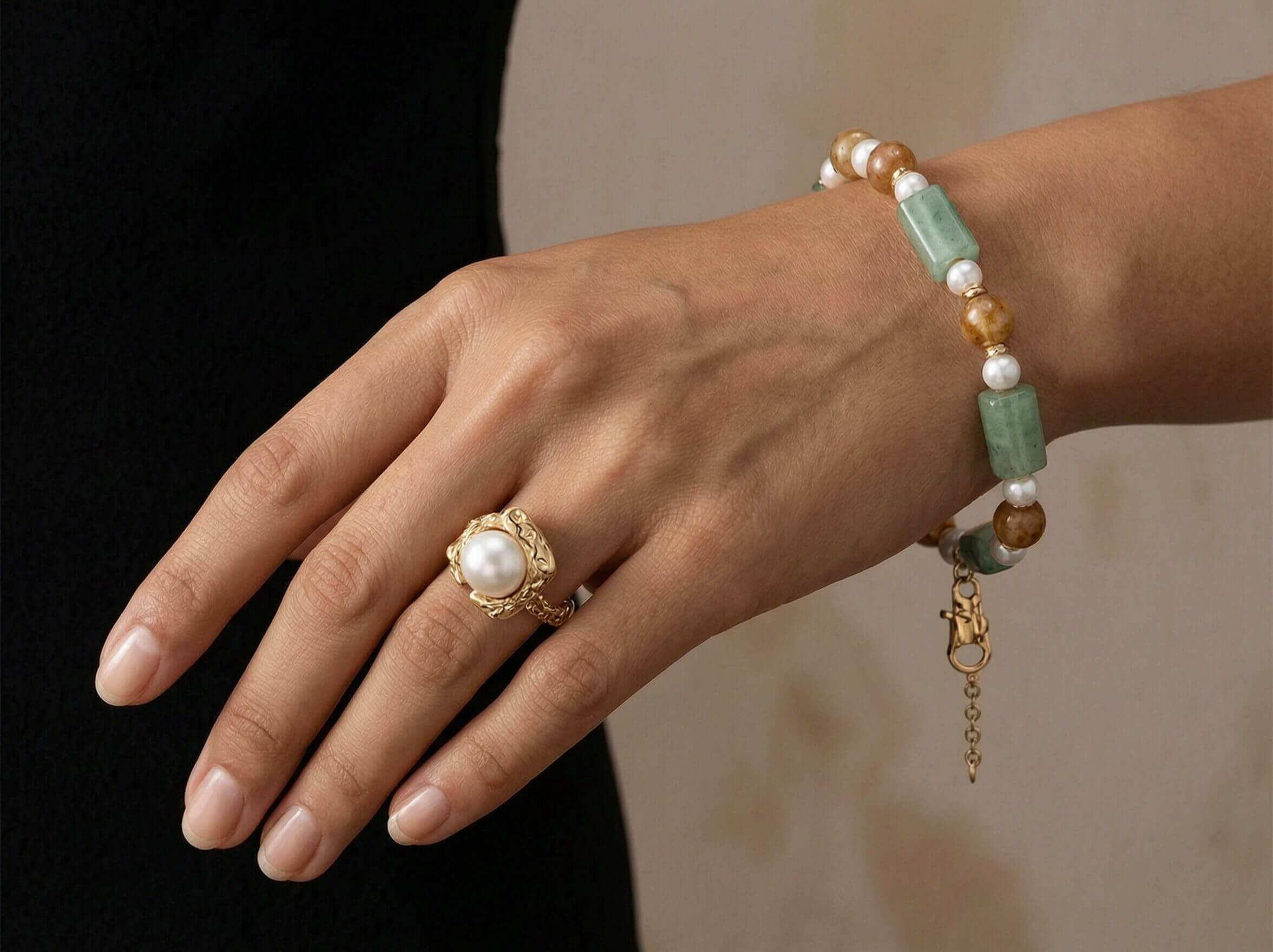 Jardin Jasper & Quartz Pearl Bracelet