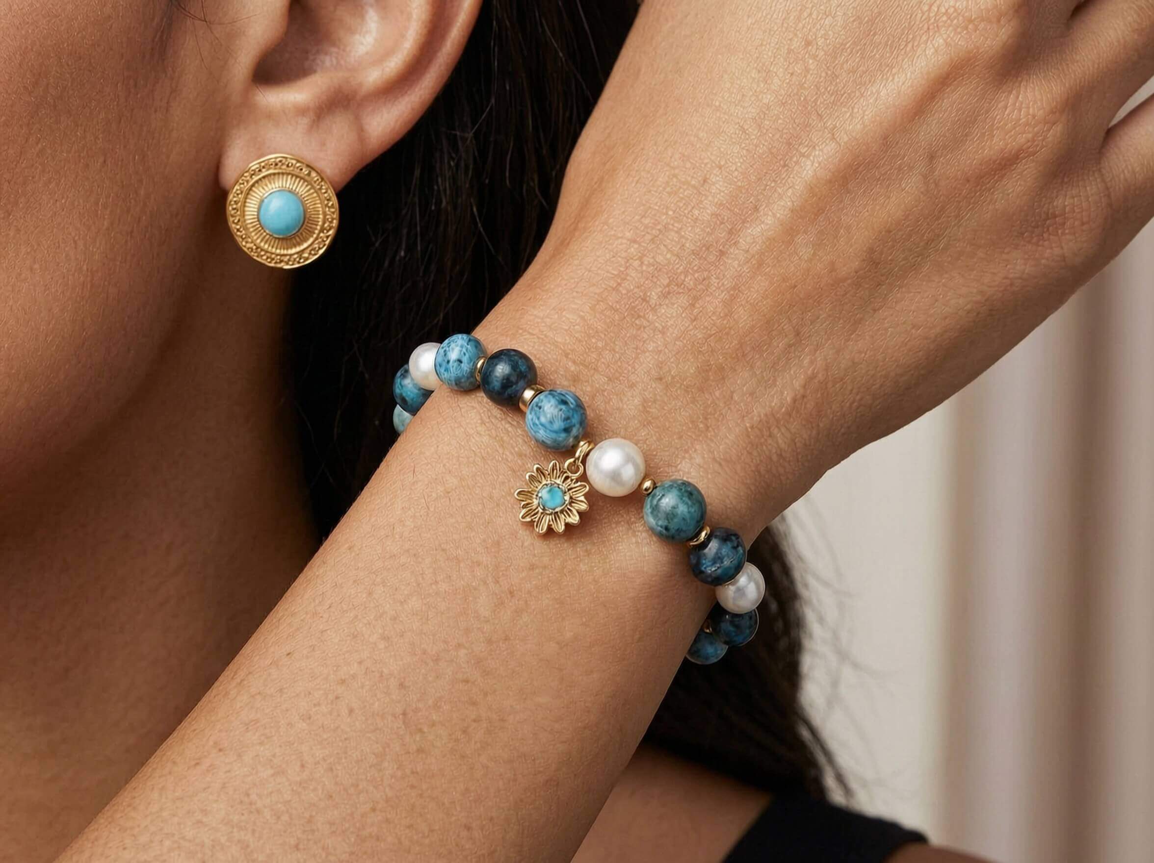 Azurite & Pearl Marea Bracelet