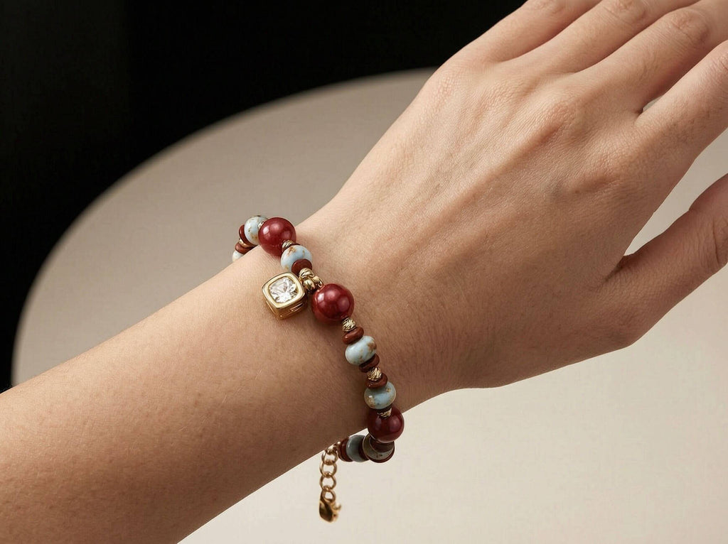 Shoushan Stone & Cinnabar Vermeil Céleste Bracelet