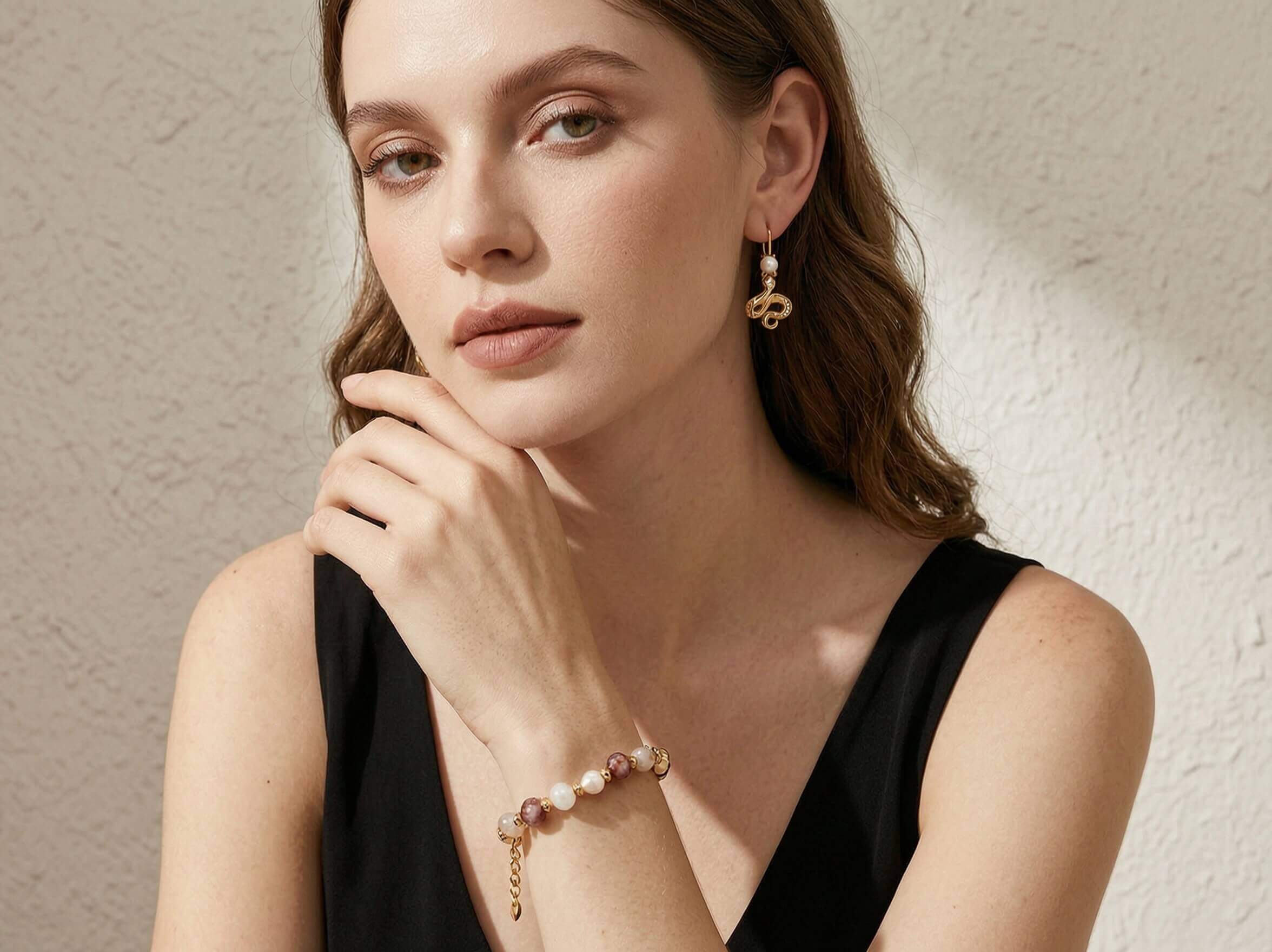 Fire Quartz & Pearl Soleil Bracelet