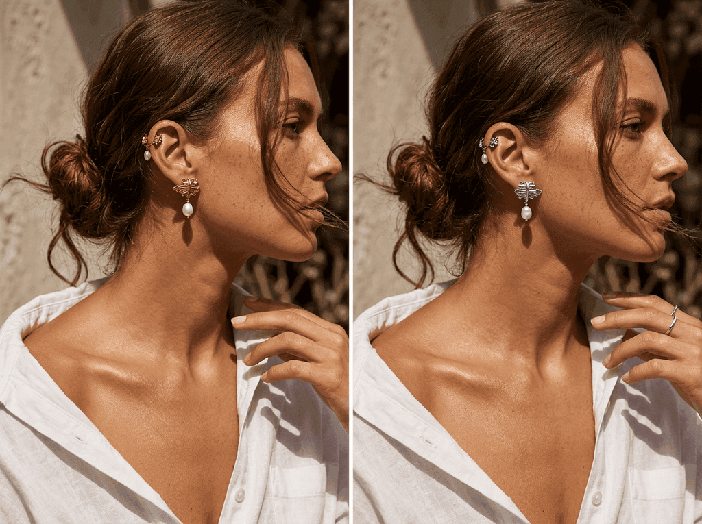Molten Leaf Pearl Drop Earrings