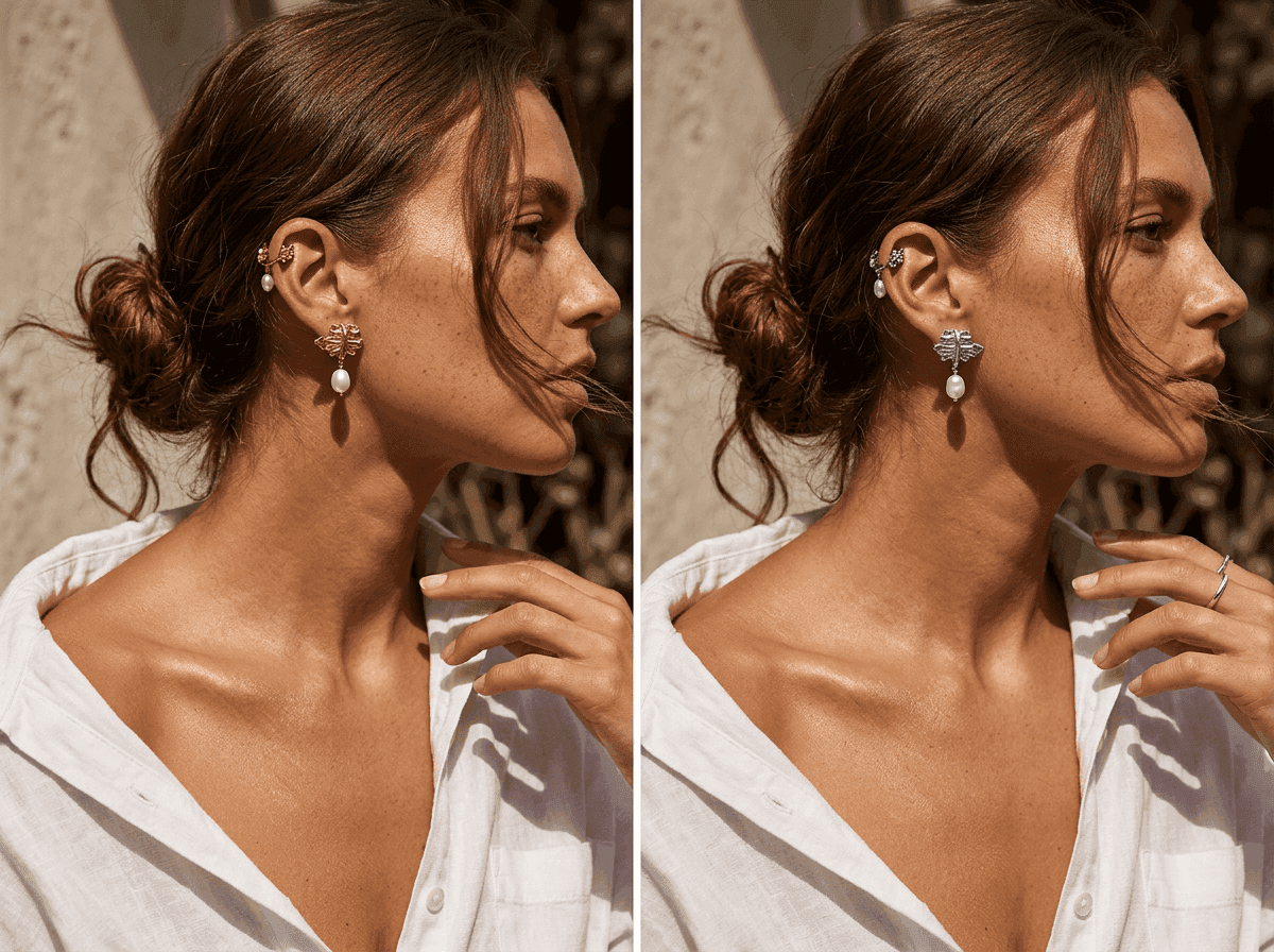 Molten Leaf Pearl Drop Earrings