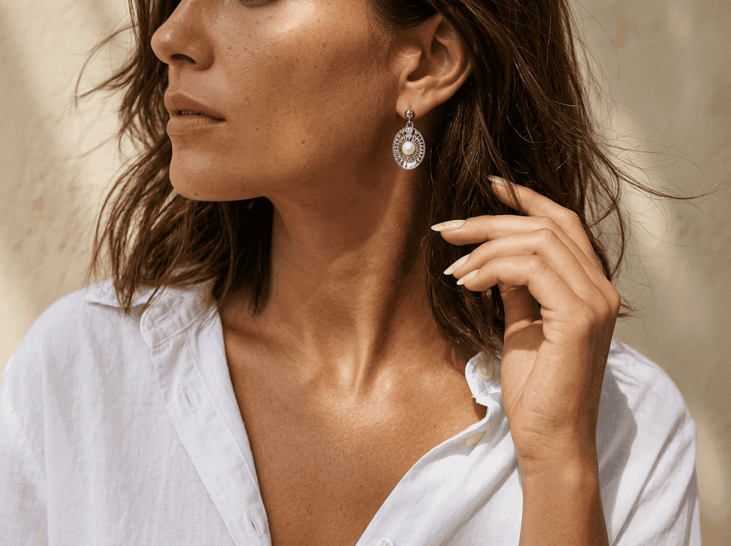 Sunburst Pearl Drop Earrings