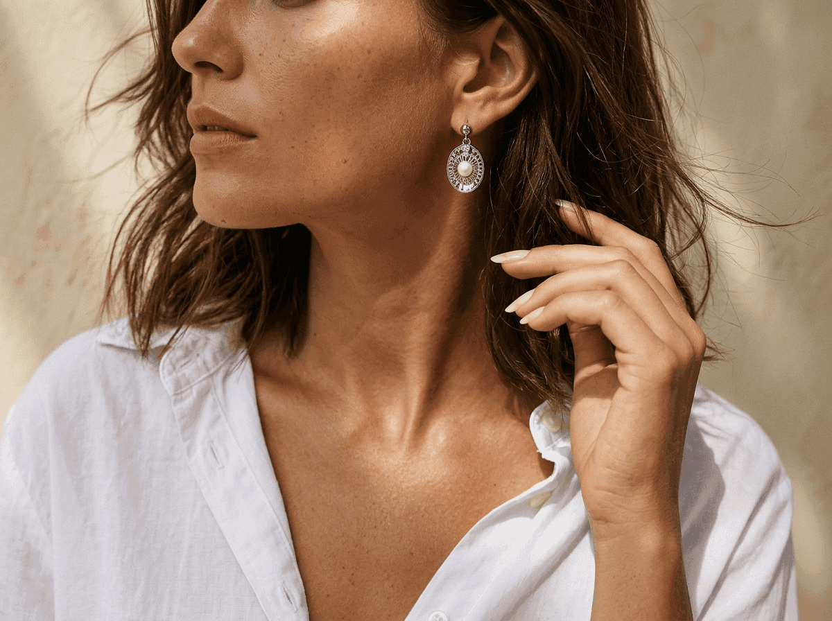 Sunburst Pearl Drop Earrings
