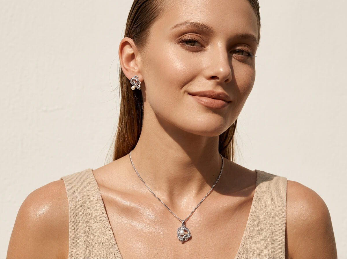 Rope Heart Nacre Pearl Pendant Necklace