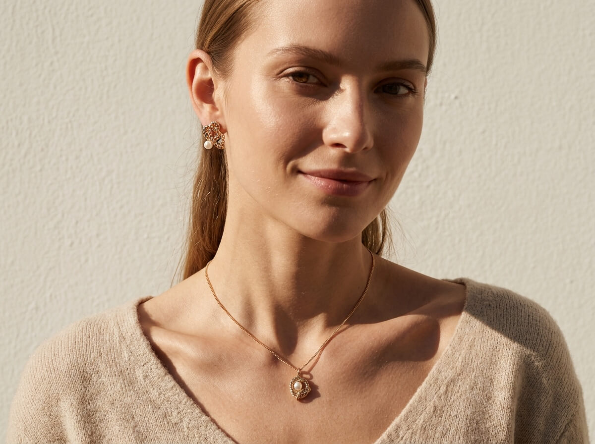 Rope Heart Nacre Pearl Pendant Necklace