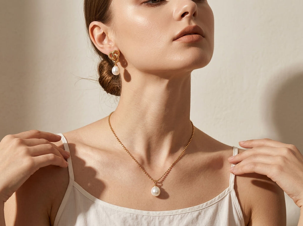 Single Pearl Disco Ball Chain Necklace