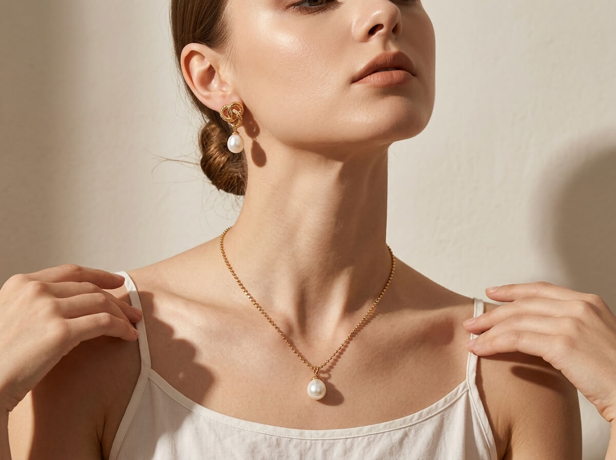 Single Pearl Disco Ball Chain Necklace