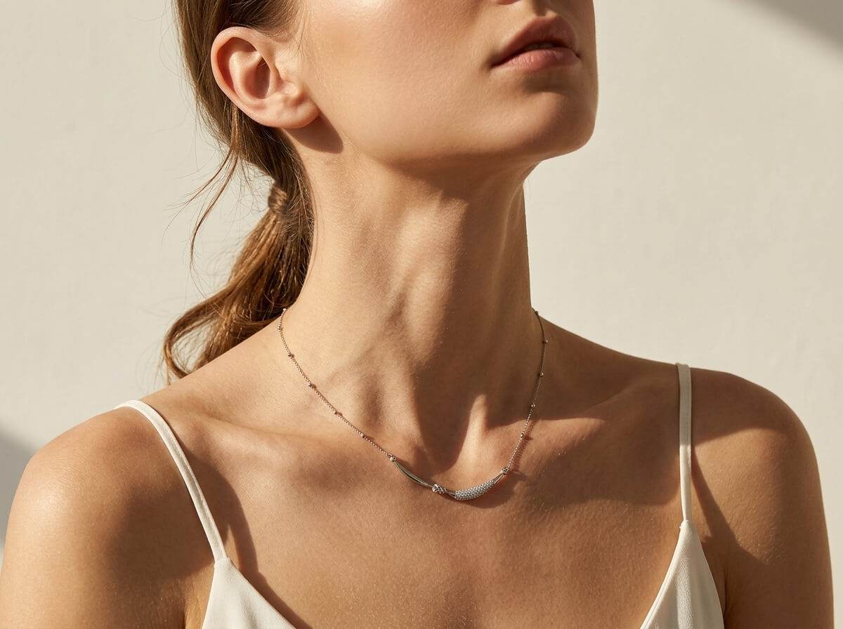 Curved Bar Knot Satellite Chain Necklace