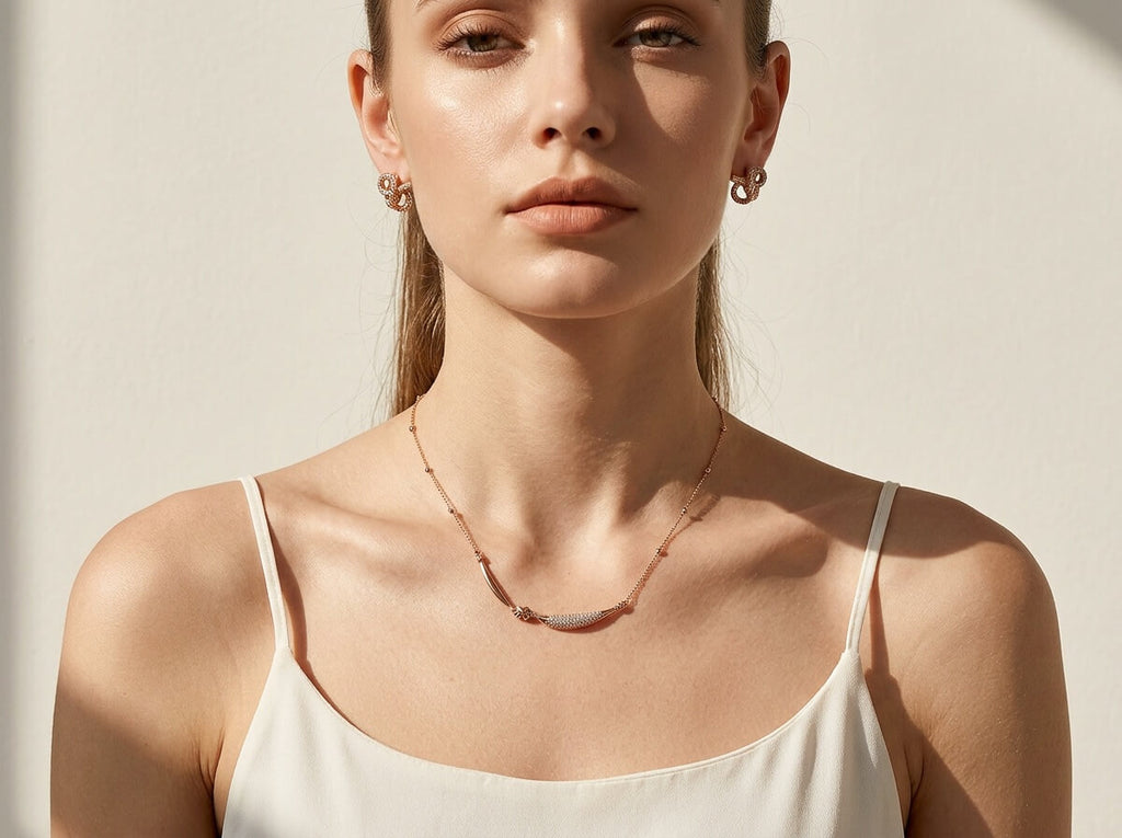 Curved Bar Knot Satellite Chain Necklace