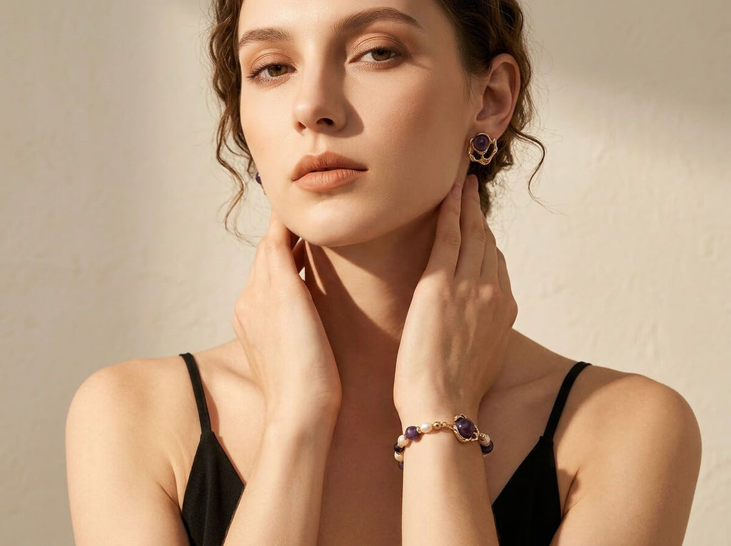 Amethyst & Pearl Griffe Royale Bracelet