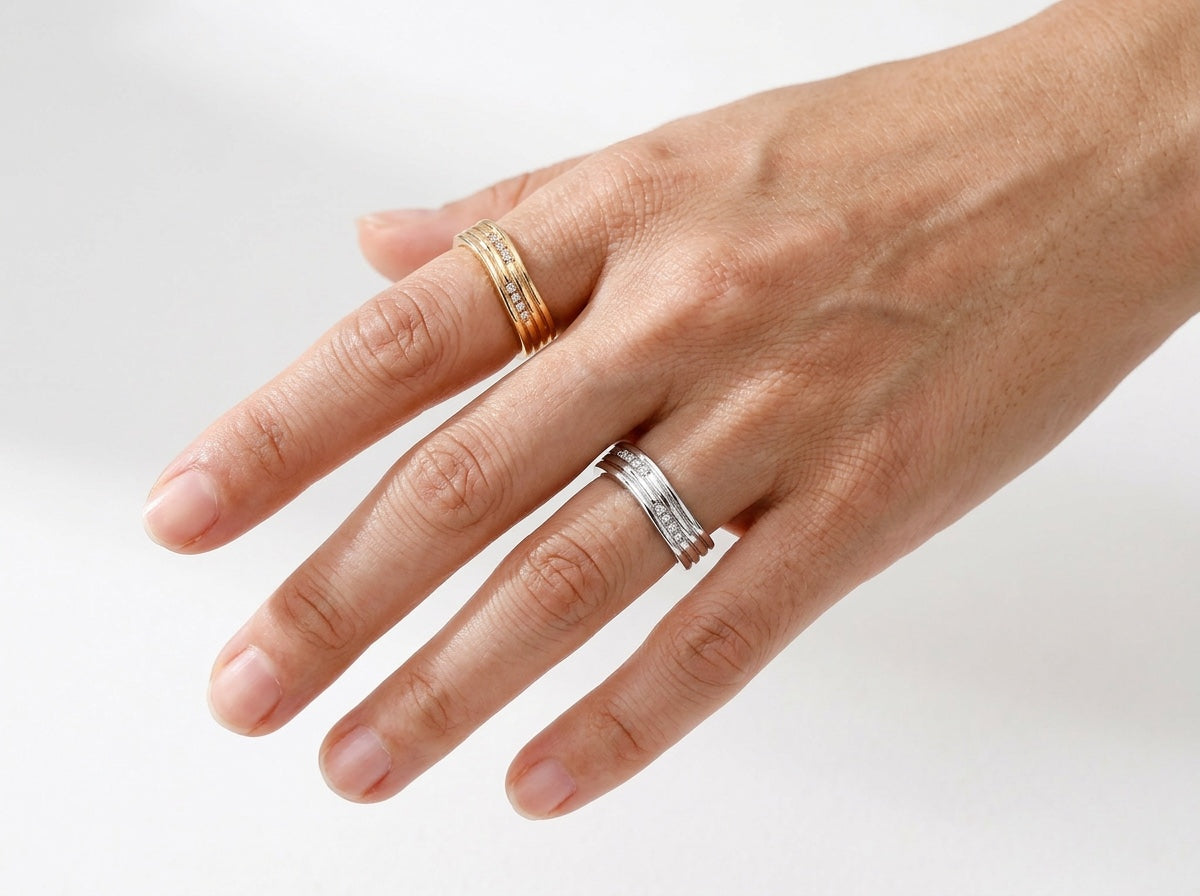 Triple Rail CZ Open Band Ring