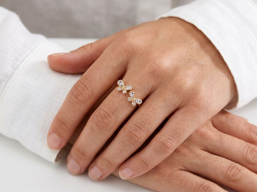 Double Butterfly Open Ring