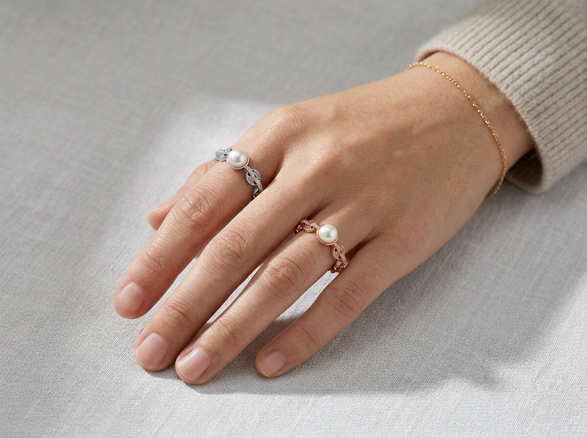 Petal & Pearl Adjustable Ring