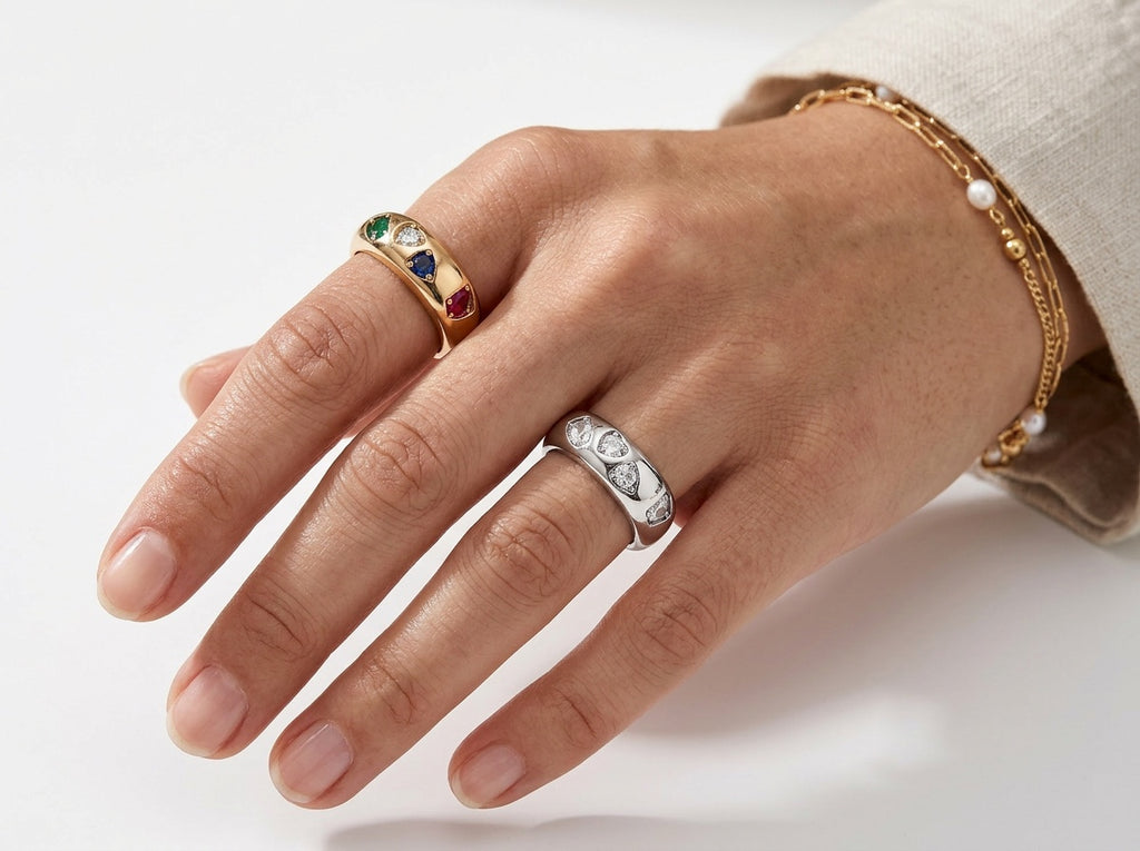 Confetti Heart Dome Ring