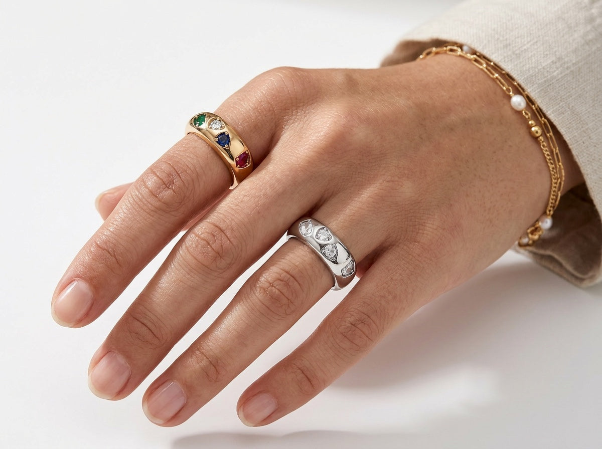 Confetti Heart Dome Ring
