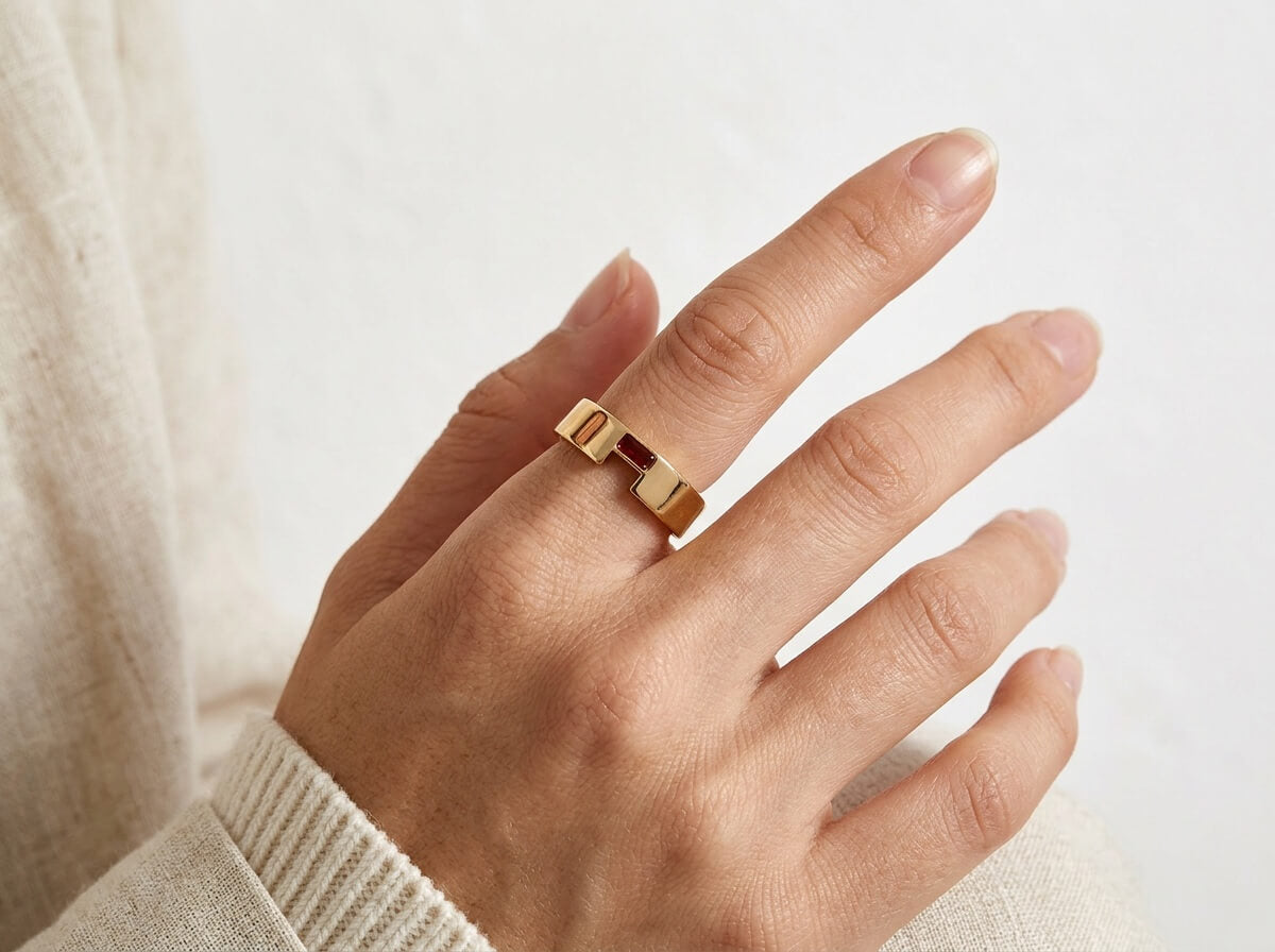 Bloc Inlay Band Ring
