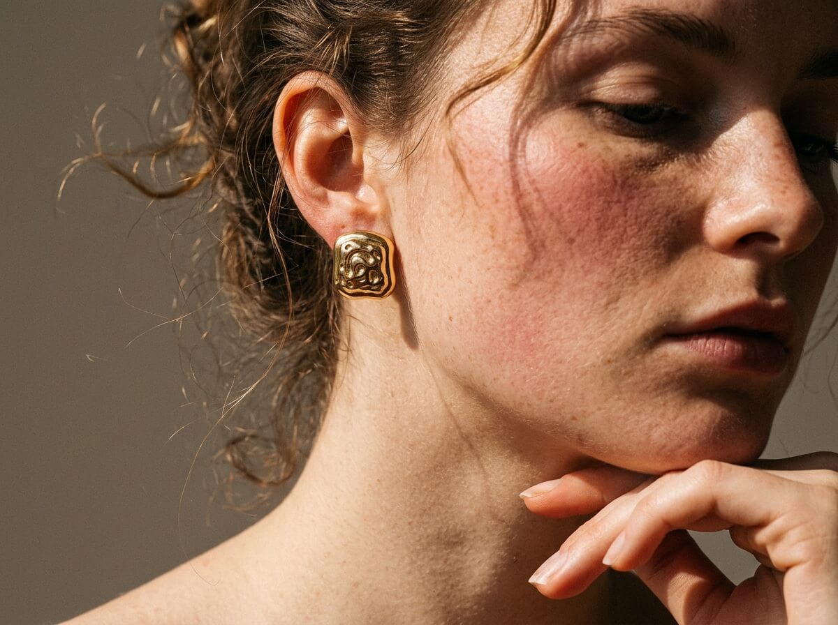 Molten Square Stud Earrings