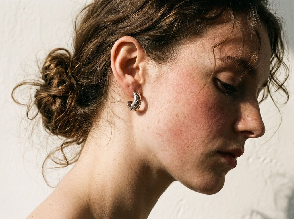 Quilted Crosshatch Mini Hoop Earrings