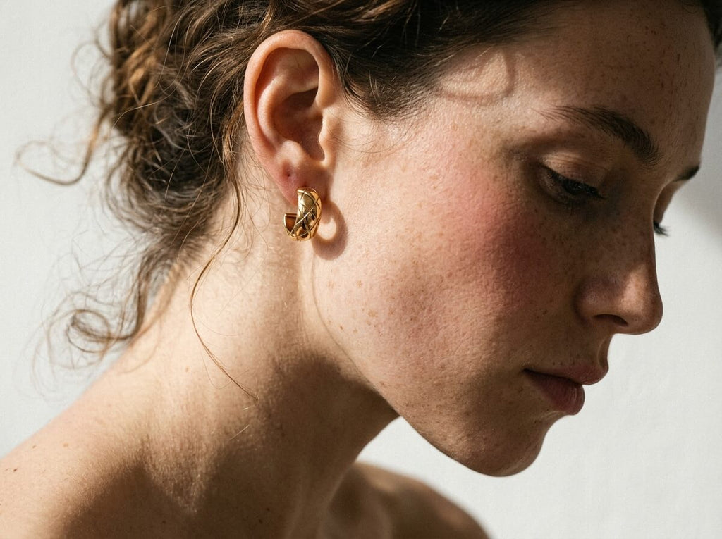 Quilted Crosshatch Mini Hoop Earrings