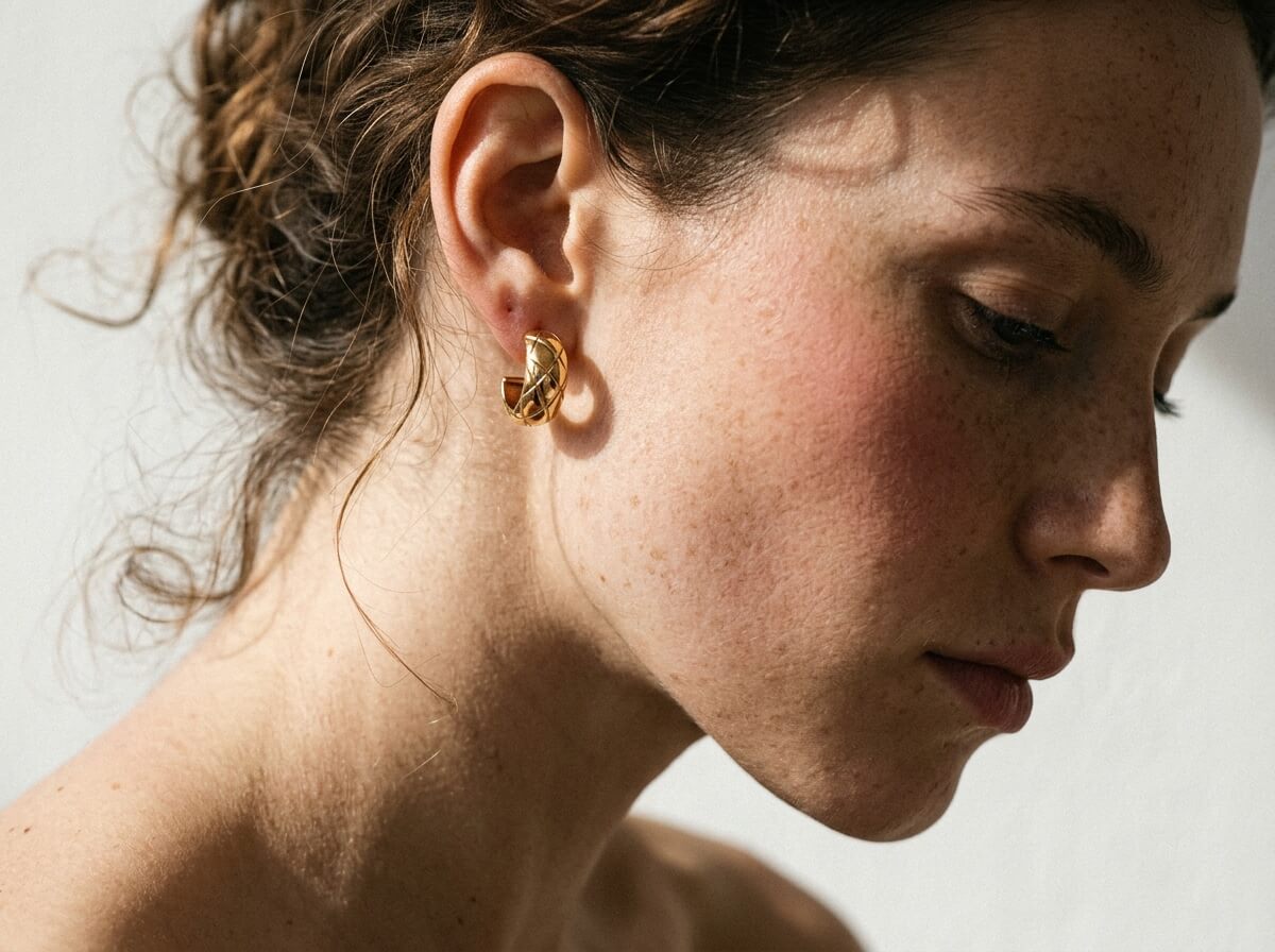 Quilted Crosshatch Mini Hoop Earrings