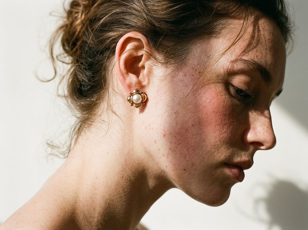 Floral Swirl Pearl Stud Earrings