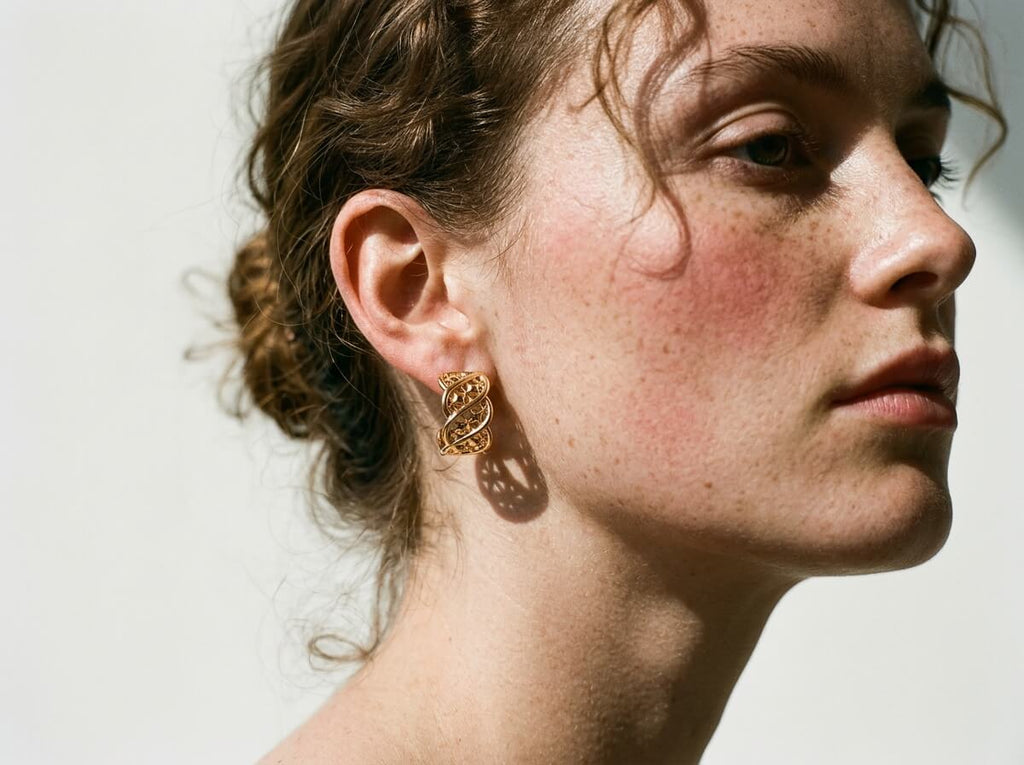 Twisted Filigree Floral Hoop Earrings