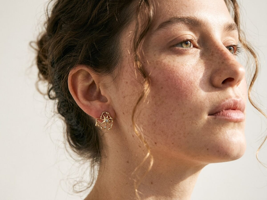 Celestial Star Compass Stud Earrings
