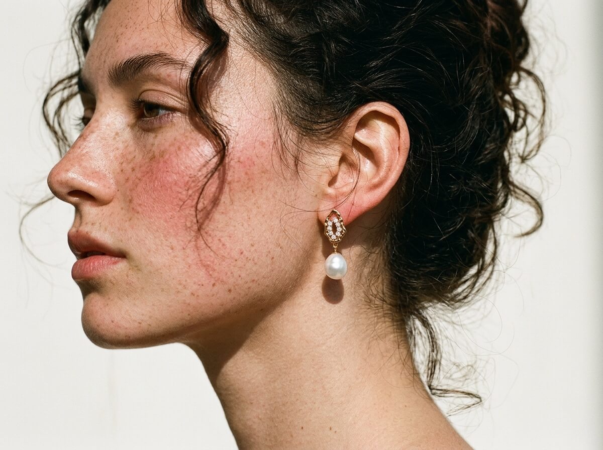 Crystal Grotto Pearl Drop Earrings